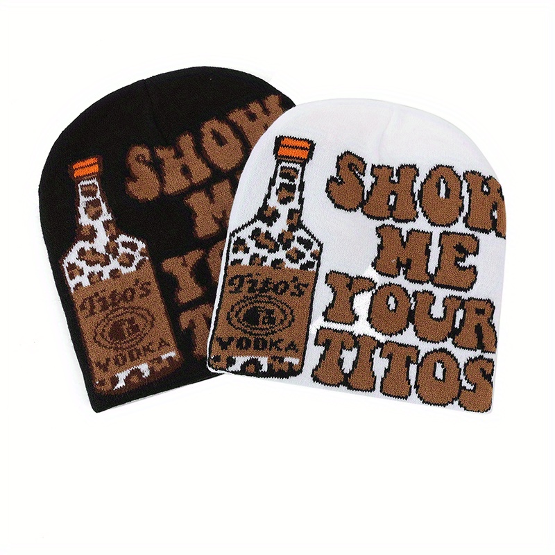 Wine Beer Hat - Men Wine Bottle Leopard Graphic Beanies