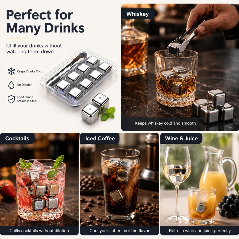 4/6/8/12pcs Stainless Steel Ic - Beer Wine Reus review and price
